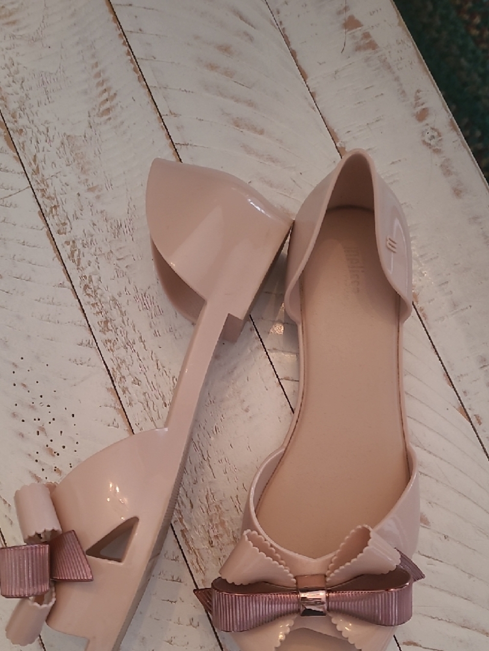 Melissa Women’s Blush Pink Bow D’Orsay Flats - Picture 3 of 8